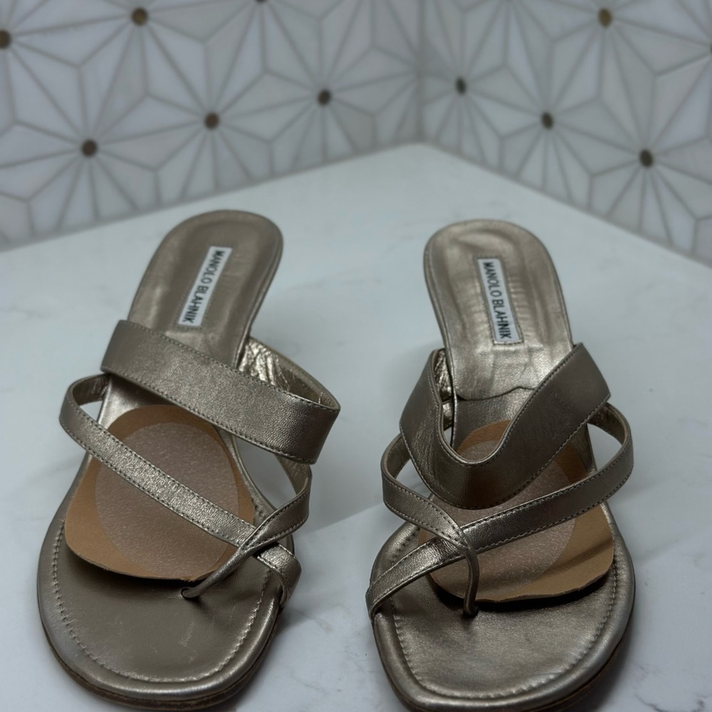 Manolo Blahnik Silver Strappy Sandals